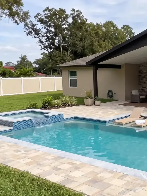Ardele Court Residence staged outdoor living and poolscape — Apopka, FL