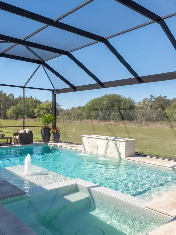 Bolero Road Residence staged outdoor living and poolscape — Oakland, FL
