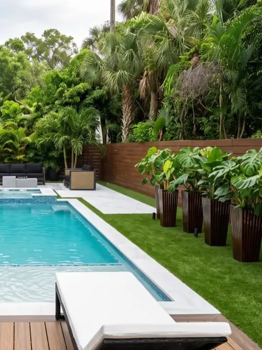 tropical courtyard — custom pool by Grunit