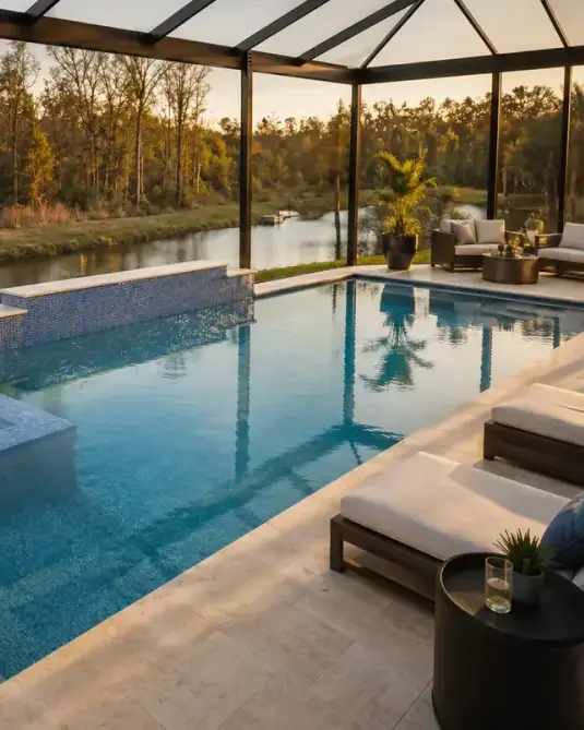 Screened pool and spa project by Grunit