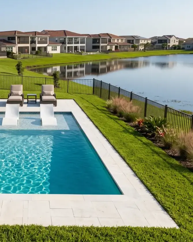 Oakenshaw Lane Residence staged outdoor living and poolscape — Lake Nona, FL
