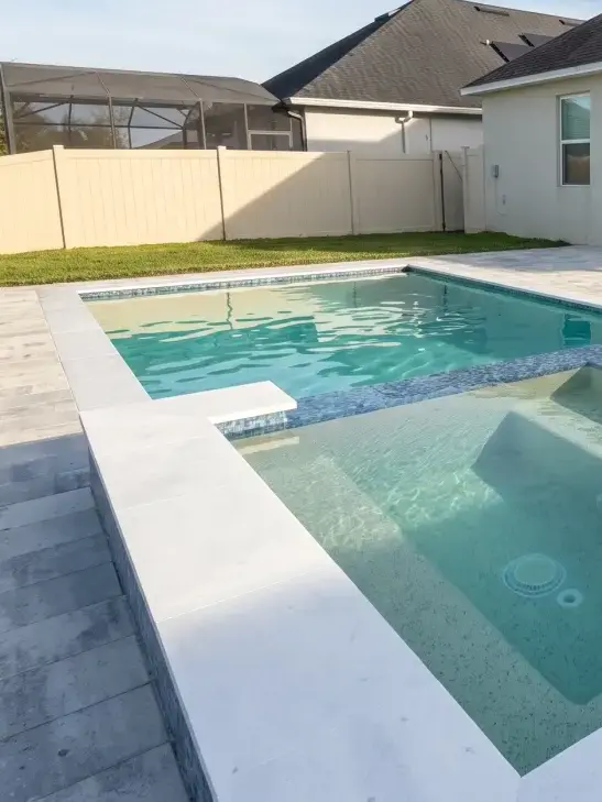 Completed pool and raised spa — Plumas Way Residence, South Orlando, FL