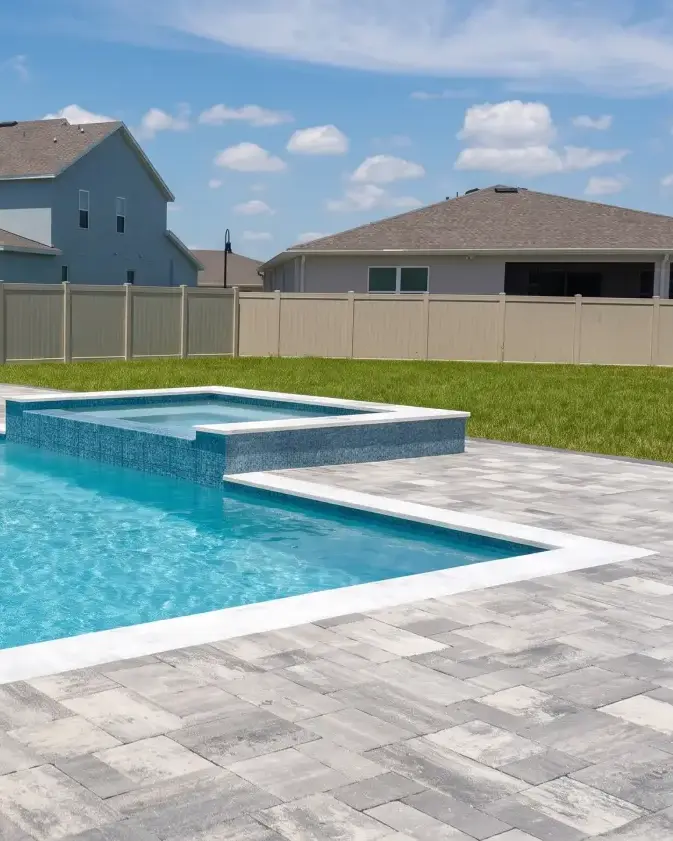 Completed Rock Maple Bend Residence pool and raised spa — Central Florida