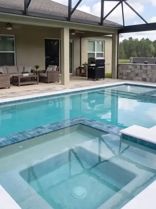 Staged Sanctuary Drive Residence outdoor living and poolscape — Clermont, FL