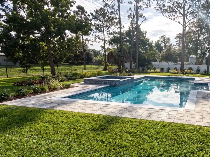 Finished gunite pool and spa with paver deck — Orlando, FL