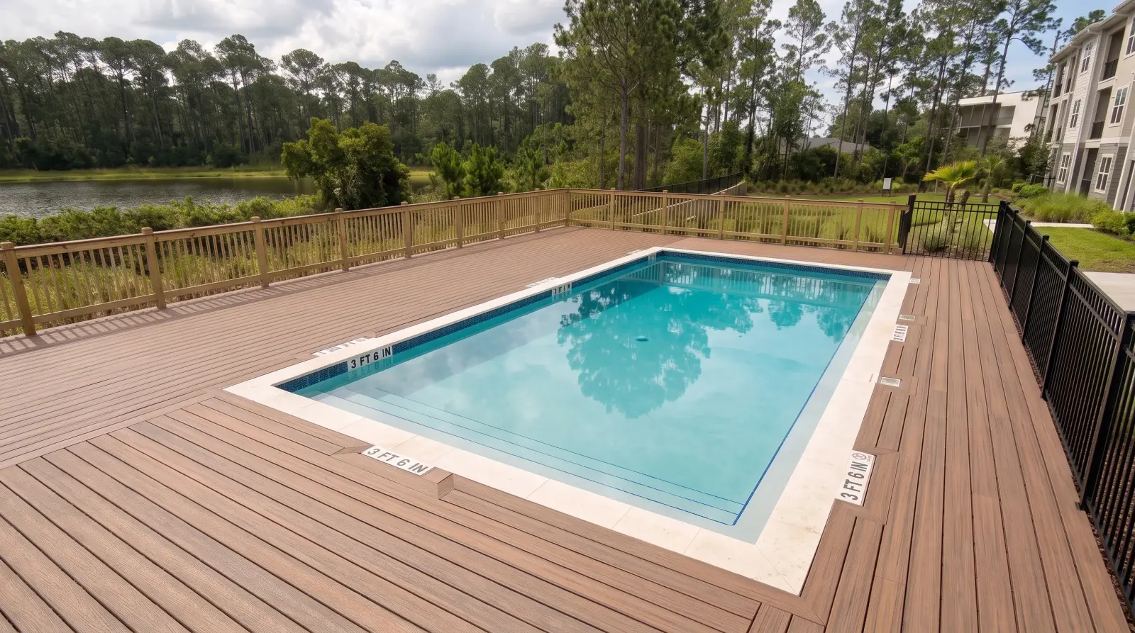 Photoreal top visualization of the completed Cardinal Street Aquatic Center poolscape