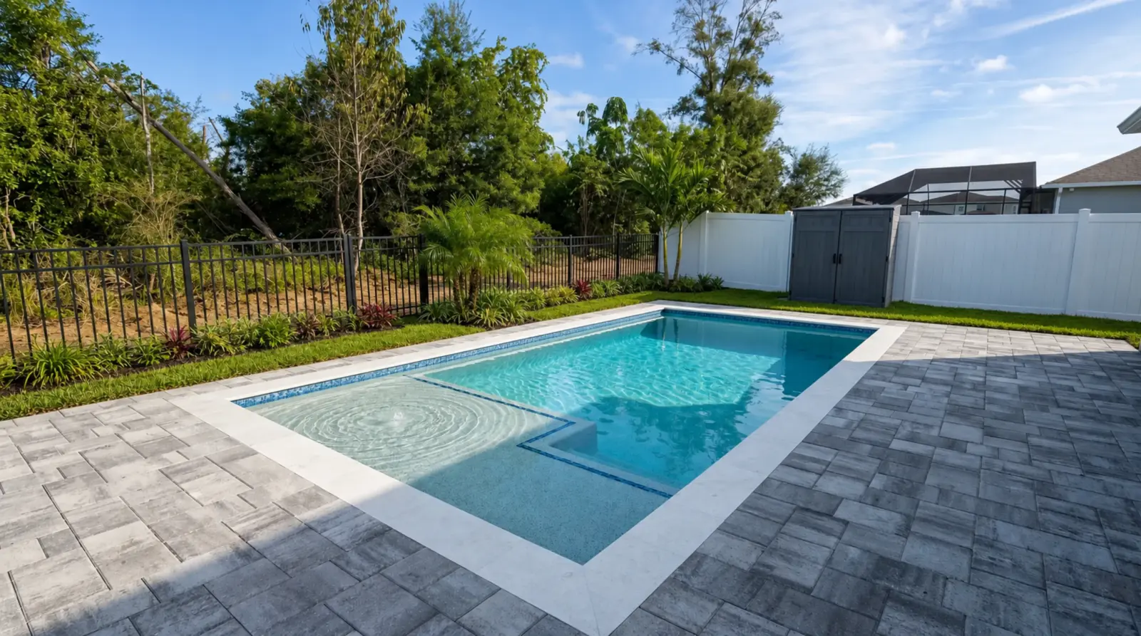 Idealized completed-property view 1 of the Larkspur Lake Drive Residence poolscape