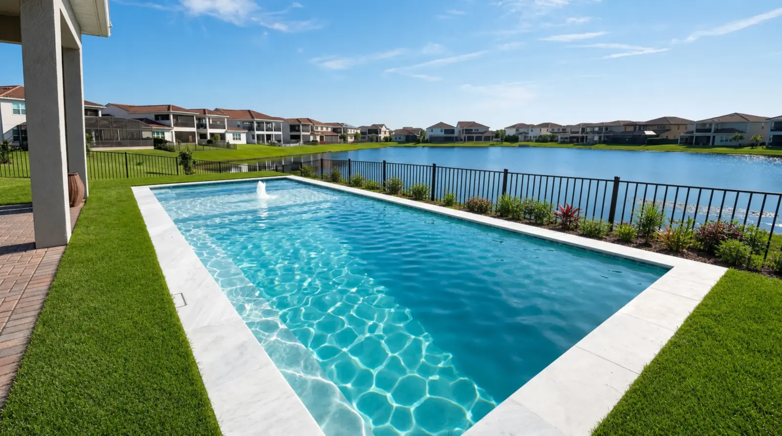 Idealized completed-property view 1 of the Oakenshaw Lane Residence poolscape