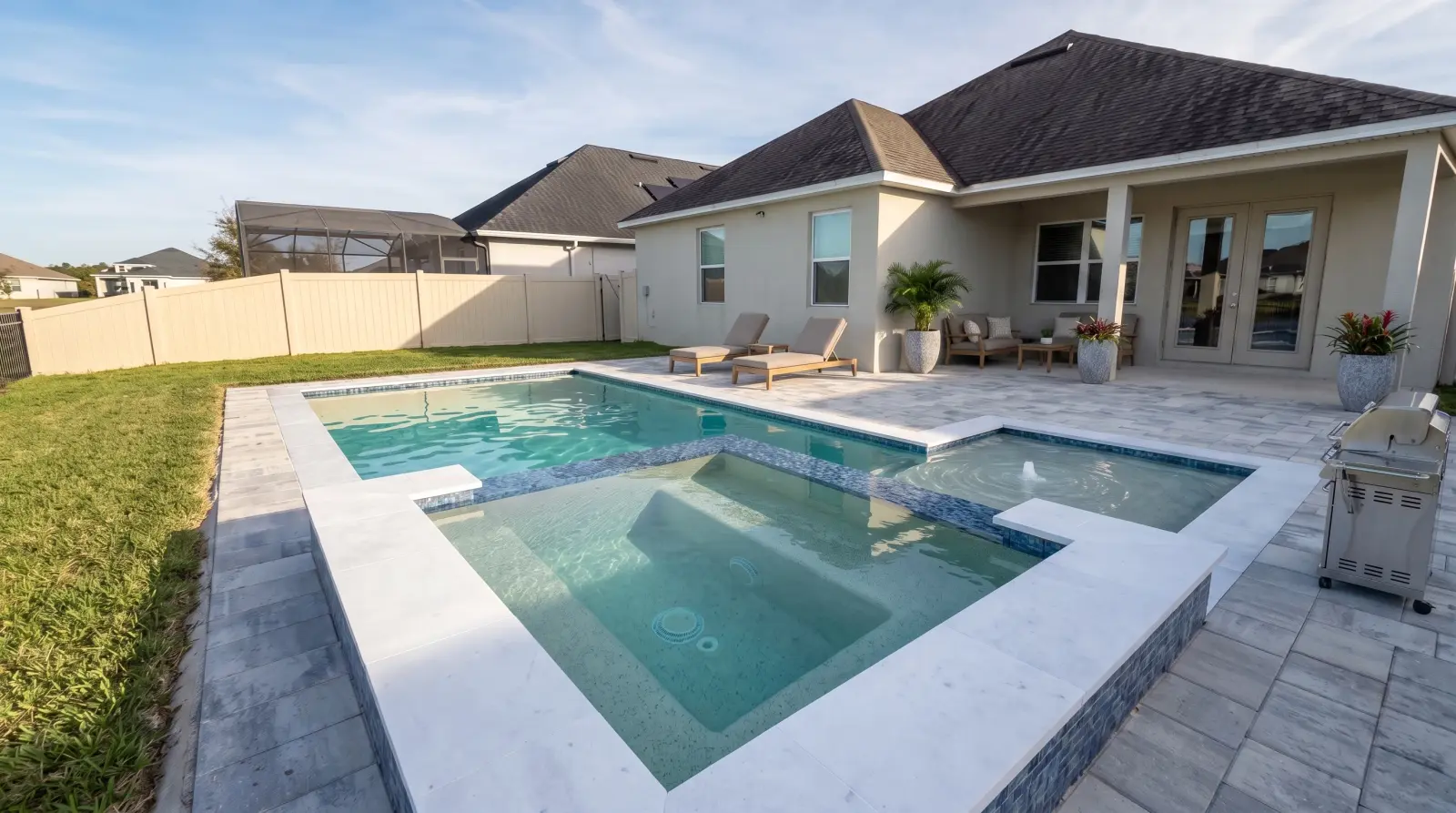 Featured completed poolscape — Plumas Way Residence, South Orlando, FL