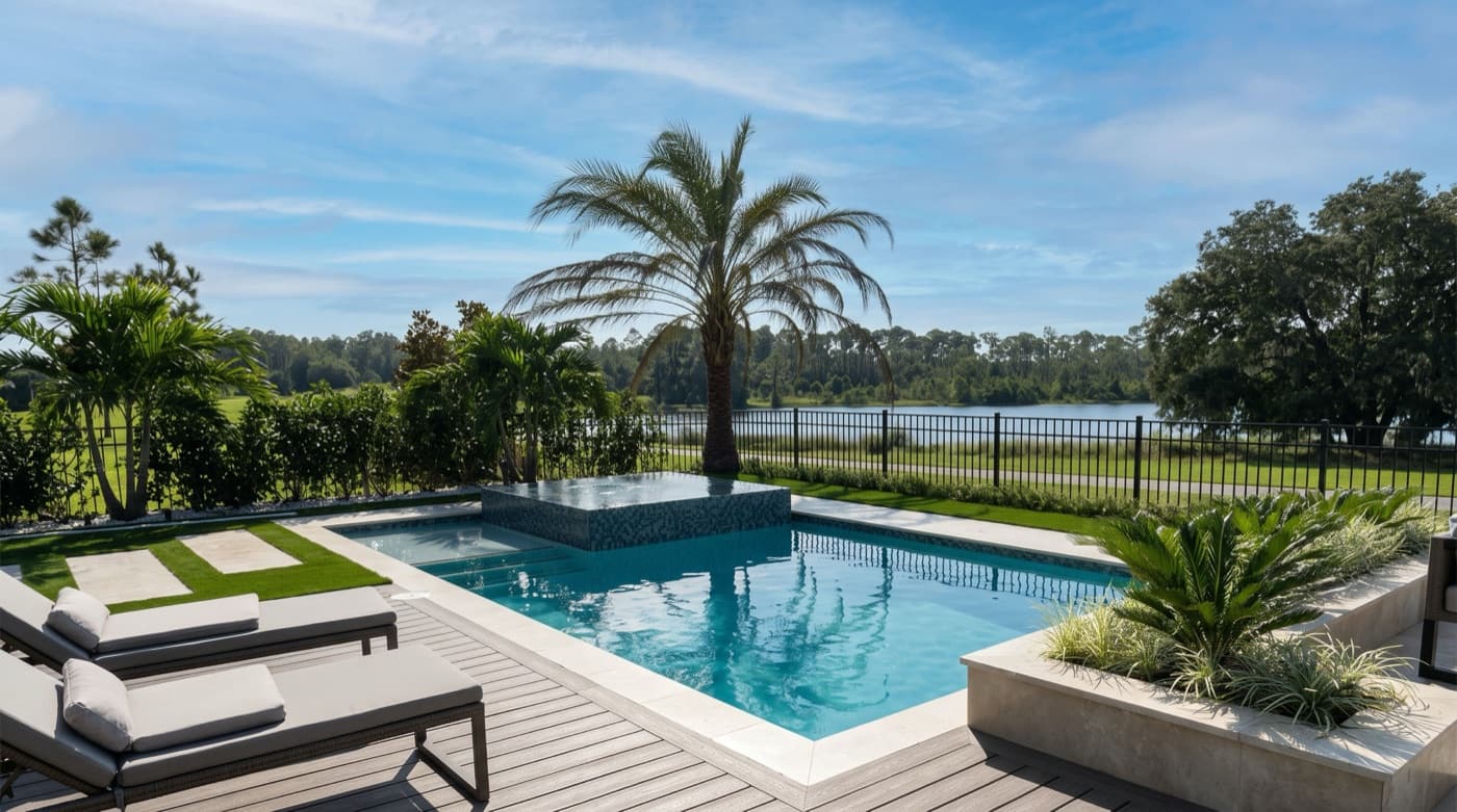 Lakefront Spa — custom pool by Grunit