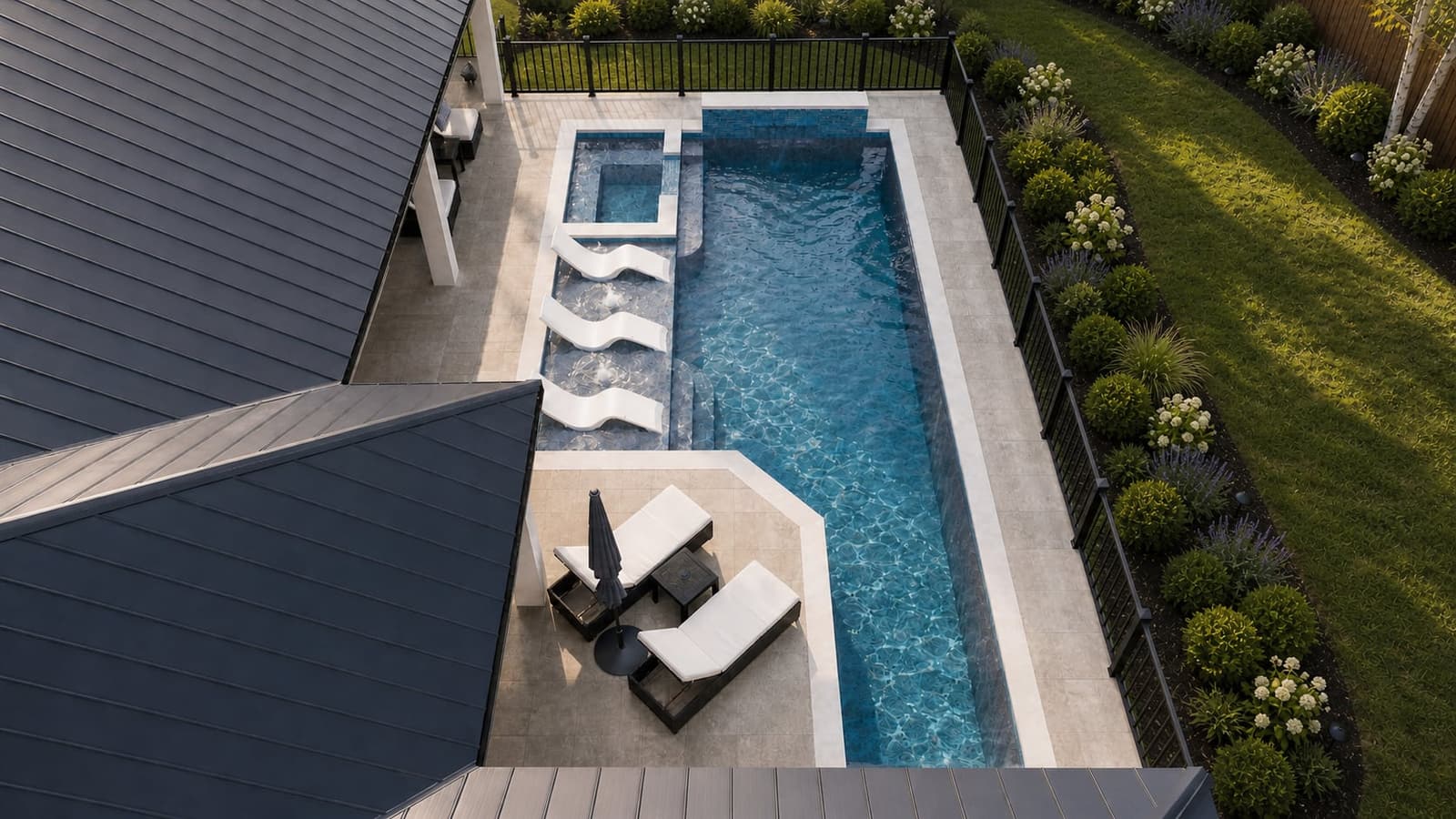 Royal Palm Drive Residence completed poolscape — view 2