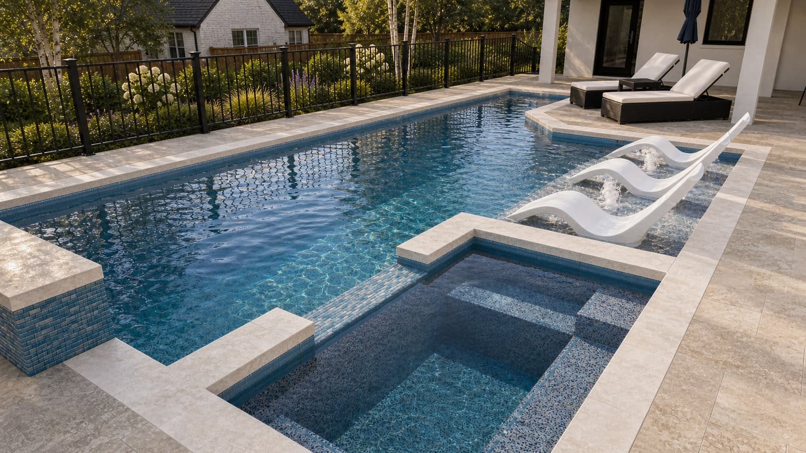 Royal Palm Drive Residence completed poolscape — view 3