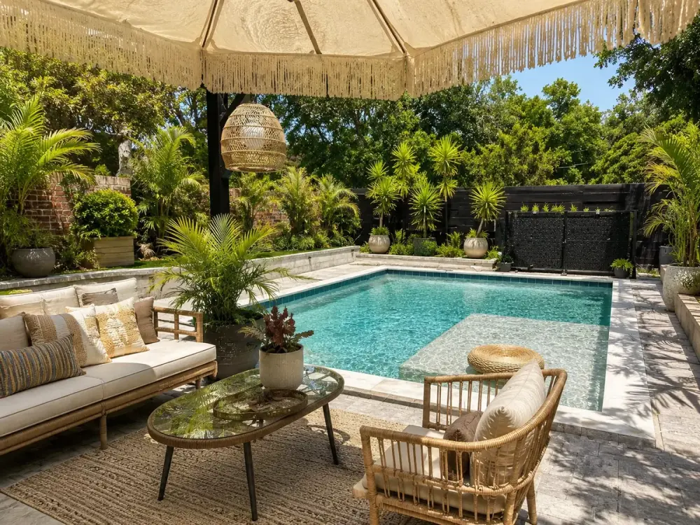 Paver Patio Pool — custom pool by Grunit